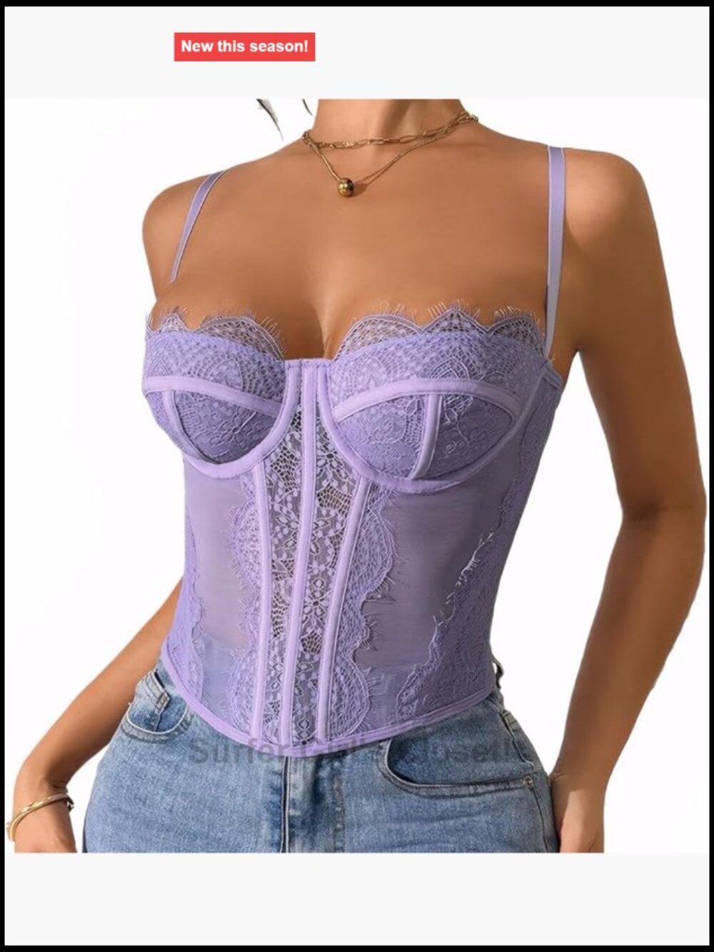 Lace Corset Top Spaghetti Strap Mesh Buckle Bustier Y2K Party